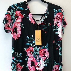 Black floral dress with pockets